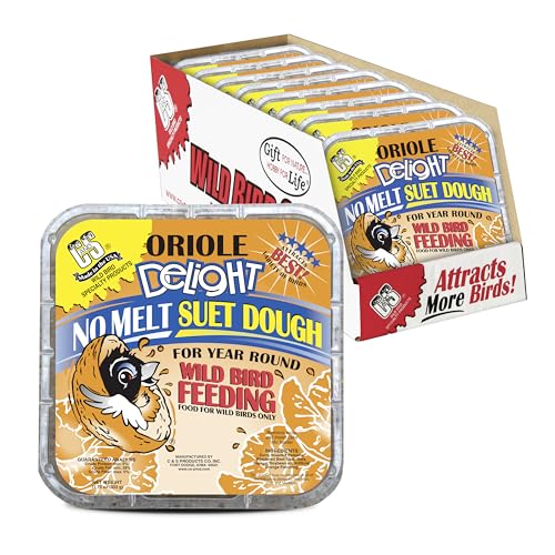 C&S Oriole Delight No Melt Suet Dough, Suet Cakes for Wild Birds Including Orioles and More, 11.75 Ounces, Pack of 8 - size: 1.47 Ounce (Pack of 8), style: Oriole, 8 Pack