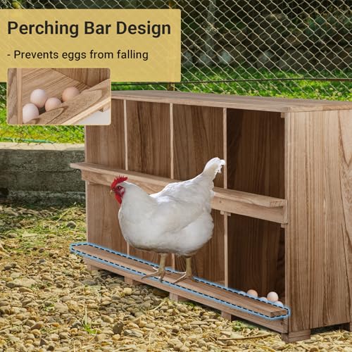 Neoaider Nesting Boxes for Chickens 8 Compartment | Wall-Mounted Wooden Chicken Nesting Box, Ensuring Comfortable Egg Laying, Perfect for Backyard and Poultry Farms - size: 50.0"L x 14.7"W x 26.0"H