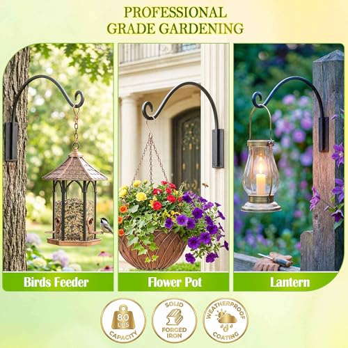 Lifyzoon Heavy Duty Plant Hanger Bracket: 80 lbs 16 Inch Outdoor Hook | Hand-forged Steel Wall Mount, Holds 80 Lbs for Hanging Baskets Feeders Lanterns, Complete Hardware, Rust Resistant Outdoor - size: 1A-16 Inch