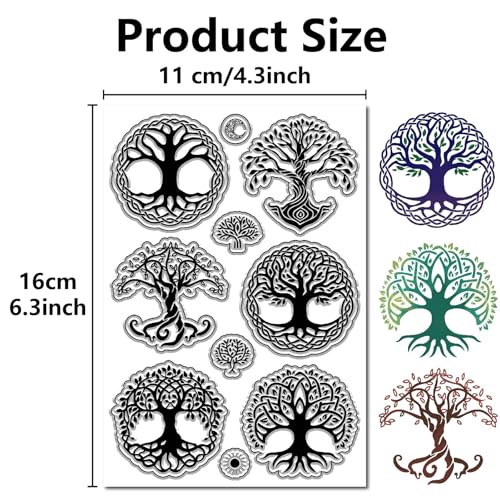 CRASPIRE Tree of Life Clear Stamps Plants Reusable Retro Transparent Silicone Stamp Seals for Journaling Card Making DIY Scrapbooking Photo Album Decorative Notebook Decor - style: Tree of Life Rubber Stamps-0170
