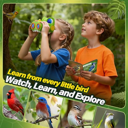 Dinosaur Toys for Boys Age 3-12 Kids Binoculars, Dinosaur Binoculars with Compass & Bird Watching Manual,3 4 5 6 7 8 9 10 11 12 Year Old Boys Toys, Outdoor Camping Exploration (Green)