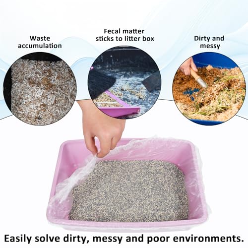 Qianyu 50 PCS Small Animal Cage Liners Disposable Rabbit Bedding & Litter Box Liners Toilet Plastic Film Pan Bags for Bunny Cat Guinea Pig Bird Hamster Chinchilla