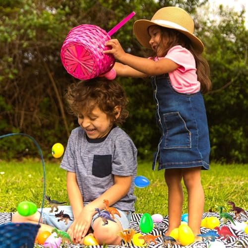 24Pcs Easter Eggs with Dinosaurs Inside, Easter Basket Stuffers Easter Party Favors for Kids, Filled Easter Eggs for Easter Hunt, Classroom Prize Supplies
