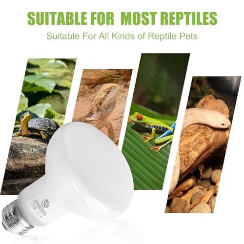 Reptile Heat Lamp Bulbs, Simulate Natural Sunlight Heat Light Bulb, 2 Pack 75W Amphibian Terrarium Basking Spot Lamp for Reptile, Bearded Dragon, Lizard, Turtle, Snake - color: Basking Bulb, size: Basking (2*75)