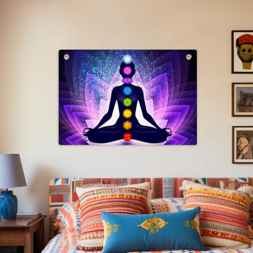 7 Chakra Meditation Tapestry Banner Flag 28.5 x 20 Inch Spiritual Seekers | Colorful Spiritual Lotus Hippie Chakra Tapestry for Yoga Studio, Bedroom Meditation Space Gift for Yoga Enthusiasts - color: Multi 0671