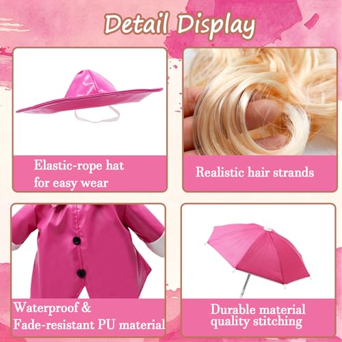 4 Pcs Porch Goose Raincoat with Wigs, Outfits and Clothes, Spring Summer Goose Statue Raincoat Costume, 23" Geese Statue Clothes for Patio Yard Lawn Outdoor Decor (Pink) - color: Pink