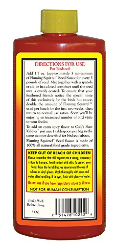 Cole's Wild Bird Products FS08 Flaming Squirrel Seed Sauce, 8-Ounce
