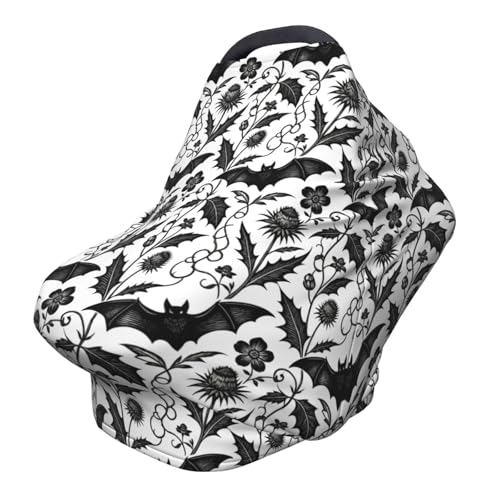 Goth Halloween Bat Gothic Baby Stuff Car Seat Cover for Baby,Mom Nursing Breastfeeding Covers,Multi-Use Car Seat Canopy Carrier Cover,Stroller Cover Newborn Shower Gift for Boys Girls - color: Bat Goth