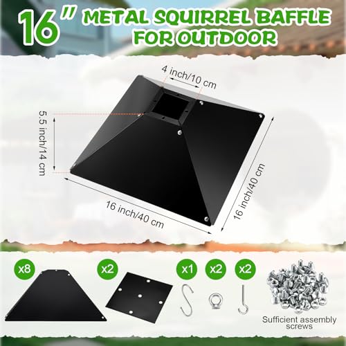 Briwooody 2 Pack 16 Inch Metal Hanging Squirrel Baffle for Bird Feeders Squirrel Proof Guard Outdoor Hanging Bird Feeder Baffle to Deter Squirrels or Small Animals, Fits Shepherd's Hook