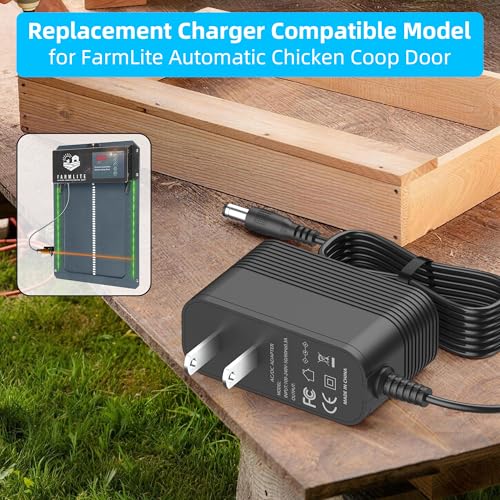 12V Charger for FarmLite Automatic Chicken Coop Door Opener AC Adapter Power Supply Replacement