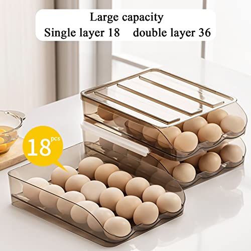 Egg Holder for Refrigerator Auto Scrolling Organizer Plastic Stackable Storage Container Reusable Clear Tray Box Basket Bin Lid Drawer Carrier Keeper(3 Layer) - size: 3 layers
