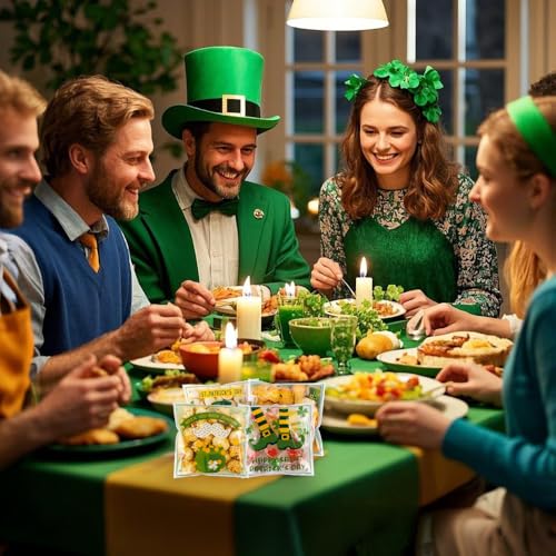 100 PCS Clear St Patricks Ziplock Bags, Plastic St Patricks Treat Gift Candy Goodie Snack Cookie Bags Party Favors Supplies for Gifts Giving Shamrock Bags Holiday Candy Bags Wrap - color: 100pcs St Patrick's bags