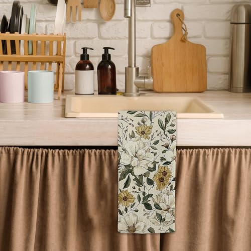 Vintage Floral Hand Towels for Bathroom, Rustic Cottagecore Flower Kitchen Towels, Farmhouse Floral Dish Tea Towel for Kitchen Decor, 16x24 Inch - color: Rustic Floral