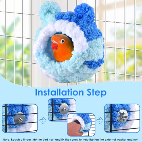 KATUMO Conure Nest, Bird Breeding Nest Parrotlet Snuggle Hut Lovebird House Bed for Conure Lovebird Canary Finch Coneshape Birds Hamster Small Pets - size: S (Blue)