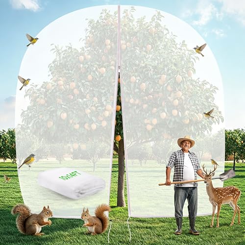 10 X 14FT Large Fruit Tree Netting for Protecting Fruit from Squirrels Birds Bug Pests, Tree Net for Fruit Trees with Zipper and Drawstring Bird Netting Covers for Blueberry Cherry Peach Apple Bushes - size: 10FT x 14FT