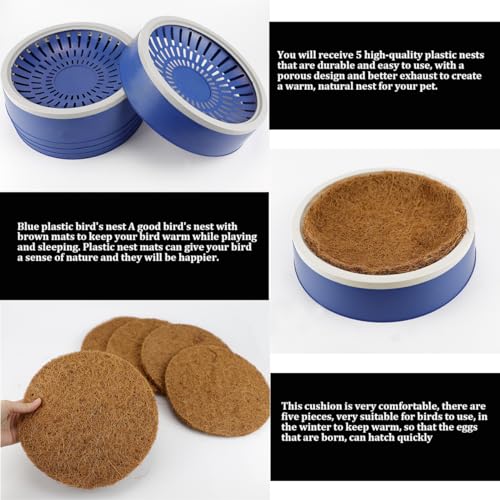 5 Pcs Pigeon Nest Bird Nest Bowls Nest for Pigeons Breeding Hatching (White Side+ Pad), Random - style: White Side+ Pad