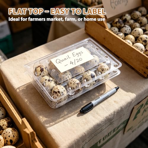 120 Pack Quail Egg Cartons 12 Grid, Heavy Duty Snap Lock Clear Plastic Small Egg Container, Stackable Bulk Tray for Quail Pigeon Button Eggs - Not for Chicken Eggs