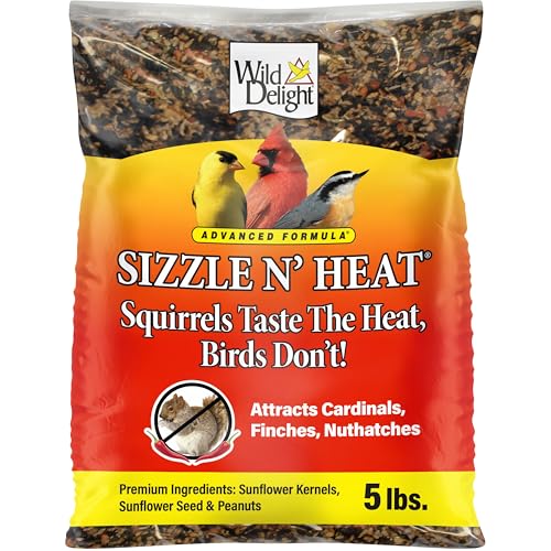 Wild Delight Sizzle N' Heat Wild Spicy Bird Seed to Deter Squirrels | No fillers, corn, milo, millet. Premium ingredients make up this hot bird seed squirrel proof. Attract the extraordinary - size: 5 Pound (Pack of 1), style: Sizzle N' Heat 5lb