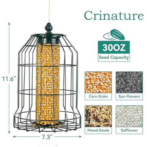 Squirrel-Proof Bird Feeder-Outdoor Cage-Type Mesh Peanut Hanging Bird Feeder for Small Wild Birds- Chew-Resistant and Weatherproof(Green)