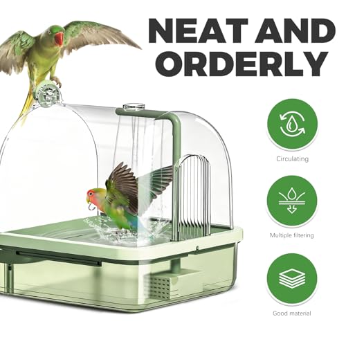 Parrot Bathtub Automatic Bath Shower,Automatic Bird Bath with Pump(hang) | Bird Shower Fountain Indoor Bathtub with Running Water,for Lovebirds, Budgies - color: Translucent