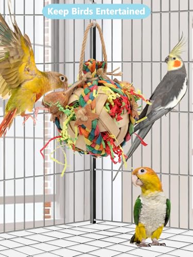 Wontee Bird Toys Colorful Shredding Crinkles Foraging Toys Natural Dried Fruits Chew for Cockatiels Conures Parakeets Budgies Senegal (1 Pack) - size: 1 Pack