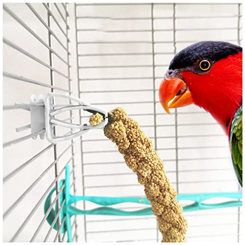 WishLotus Bird Cage Feeding Clips, 4 PCS Plastic Durable Parrot Fruit Vegetable Clips Bird Cage Food Holder Mini Birdcage Feeder for Pet Birds and Parrot Feeding Birdcage Accessories (A)