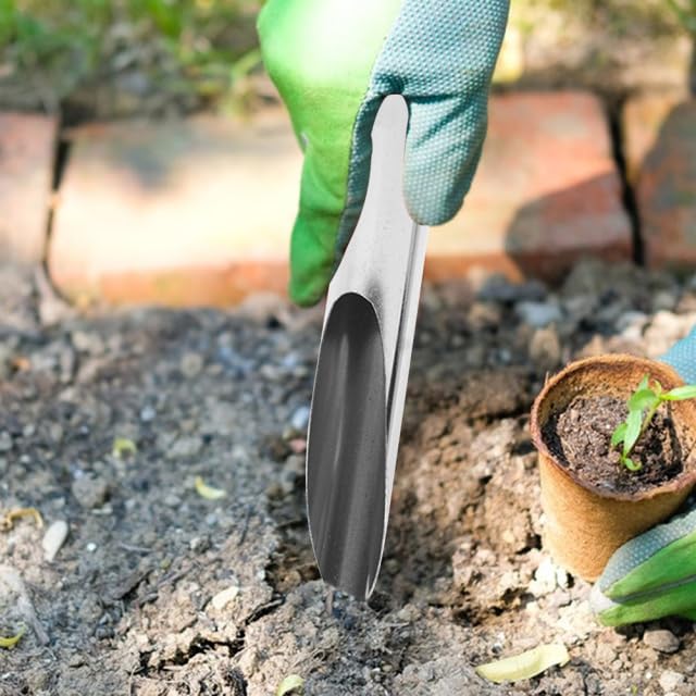 BESPORTBLE Bonsai Soil Scoop: Stainless Steel Soil Scoop Bonsai, Potting Trowel, Succulent Transplanting Garden Scooper for Indoor Plants, Narrow Deep Mouth Hand Tool