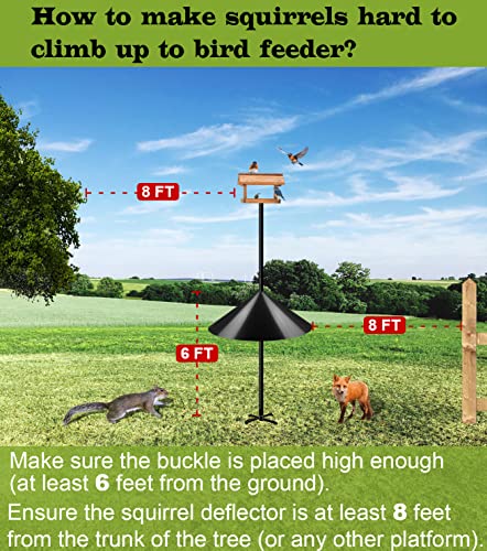 19 Inch Wide Squirrel Baffle for Bird Feeder Pole, Outside Pole Mount Stopper & Bird House Guard for Outdoor Shepherd’s Hook, Black, 1 Pack - color: Black