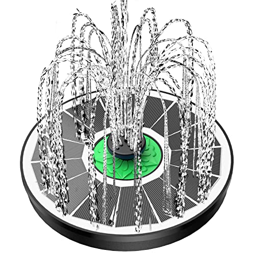Yzert Solar Fountain for Bird Bath Glass - No Battery, 3.5W Solar Bird Bath Fountains Green Flower with 4 Fixed Rods & 7 Nozzles, Solar Powered Water Fountain for Outdoor, Pond, Pool, Garden - color: White