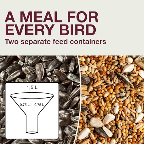 SWISSINNO Bird Feeders - No Mess Hanging Bird Feeder for Outdoors - Smart Birds Davos Spill Proof Wild Cardinal & Small Bird Feeder with Integrated Seed Catcher Tray - Dual Chamber - Light Grey - color: Light grey, style: Davos
