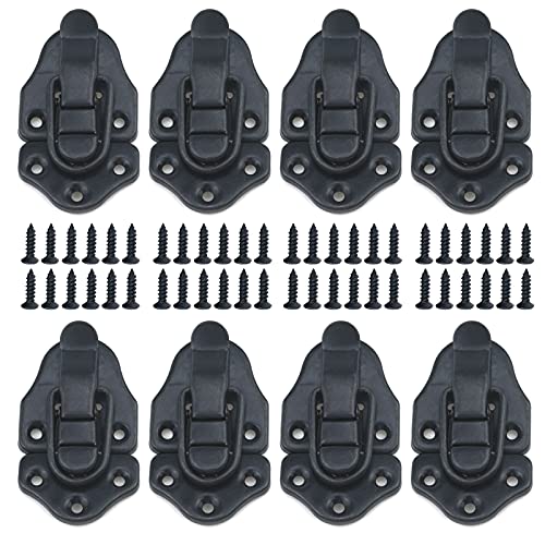 Geesatis 8 Pcs Metal Box Hasp Lock Toggle Latch Catch Decorative Hasp BoxLatch Hasps for Jewelry Wooden Case Boxes, with Mounting Screws, Black - style: A-Black