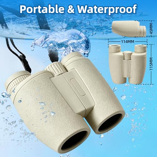 8x30 Binoculars for Adults, High Power Compact Binocular for Travel Hiking Concert Ship Cruise Hunting Bird Watching, Khaki Waterproof Binocular for Kid - color: Khaki, size: W/T Accessories