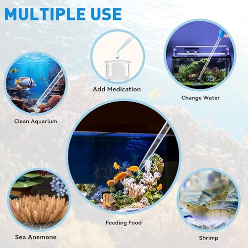 27.7IN Extra Long Turkey Baster for Aquarium Coral Fish Feeder,Blue | 50ml Plastic Turkey Baster Long Syringe, Siphon for Fish Tank Water Changer, Reef Coral Food Spot Feeder