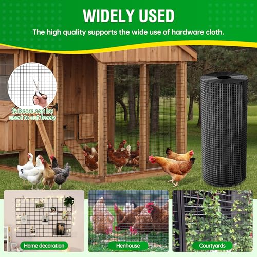 Vinyl Black Hardware Cloth 1/2 inch 48 x 100 ft 19 Ga Chicken Wire | Chicken Wire Mesh, Chicken Wire Fencing, Gopher Guard & Custom DIY Projects - size: 1/2 inch 48"×100'
