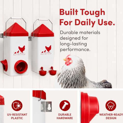 RentACoop Chick2Chicken 5lb 2-Port Feeder and 1-Gal Small Cage Waterer Set