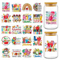 Rngmsi 20 Sheets Teacher Leopard Print UV DTF Cup Wrap Cold UV DTF Stickers | Back to School Classroom Uvdtf Stickers, Flower Rub on Transfer Decals, for DIY 16 oz Glass Mug Gift Crafts - style: Teacher