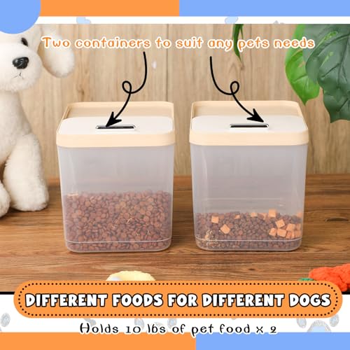 Teenyyou 2 Pack 30 Lbs Airtight Dog Food Storage Container with 2 Scoops, Clear Cat Food Container Storage Bin with Measuring for Dog Cat Bird Other Pet