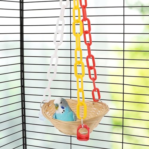 Hypeety Woven Basket Bird Parrot Hanging Swing Toy Cages Toys Parrot Natural Conure Cockatiel Parakeet - color: Woven Basket