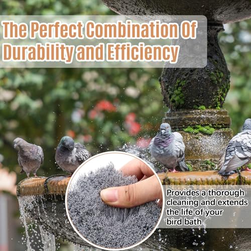 CroBlissful 2 Pcs Bird Bath Cleaning Brush Hard Bristle Stiff Bristle Brush with Plastic Handle Utility Scrub for Bird Feeder Bath Accessories Fountain Outdoor Cleaning(Gray) - color: Gray