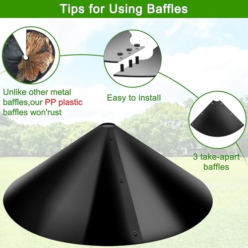 PP Squirrel Proof Baffle, Pole Mount Squirrel Guard Stopper for Outdoors Bird Feeder Pole - (Black, 16inch,1 Pack) - size: 16IN-1Set