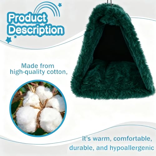 Bird Nest Snuggle Hut Soft Plush Hammock Hanging Cage Tent for Birds Parrot Winter Warm Bed Pet Toy for Hamster Parrot Macaw Budgies Eclectus Parakeet Cockatiels Cockatoo Lovebird (Green) - color: Green