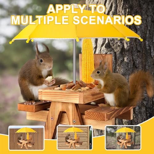 Gnodary Squirrel Feeder with Umbrella, Squirrel Feeders for Outside, Squirrel Picnic Table Feeder - Chipmunk Feeder Hold Corn, Corn Cob, Peanuts (Yellow) - color: Yellow