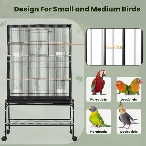 Yaheetech 53'' Large Bird Cage Budgie Cage for Parakeets Cockatiels Conures Lovebirds Parrots with Rolling Stand