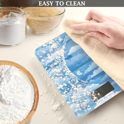 Food Scale Kitchen Scale Food Weight Scales Digital Weight Grams and Ounces Small Electronic Food Scale for Baking Cooking Blue Gradient Cloud and Stars - color: Blue Gradient Cloud and Stars
