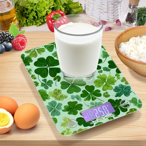 Food Scale Kitchen Scale Food Weight Scales Digital Weight Grams and Ounces Small Electronic Food Scale for Baking Cooking Green Nature St Patrick Clovers - color: Green Nature St Patrick Clovers