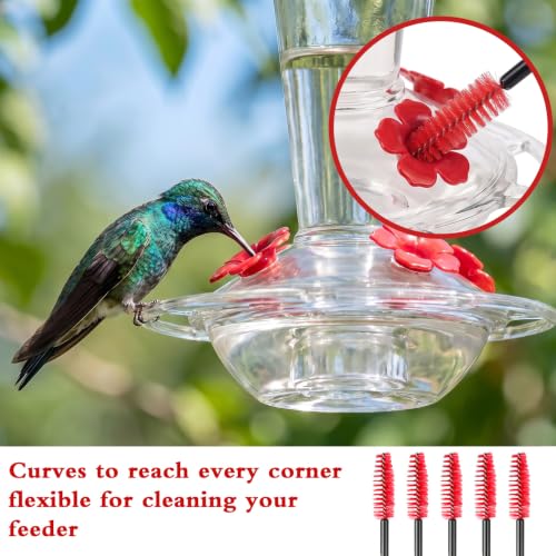 100PCS Hummingbird Feeder Cleaning Brushes, Bendable Brushes(Red) | Versatile Tiny Brushes for Cleaning Hummingbird Feeder, Small Cleaning Brushes for Outdoor Water Bottles Tubes Bird Feeders - color: Red
