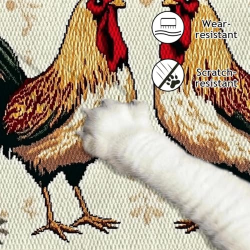 Red Farmhouse Kitchen Rugs Set of 3, Non Slip Washable Durable Stain Resistant Floor Mat Set,Warm Home Decoration Rooster Welcome Kitchen Runner Rug 16"X24"+20"X32"+20"X47" - color: Red Grid Pattern&rooster