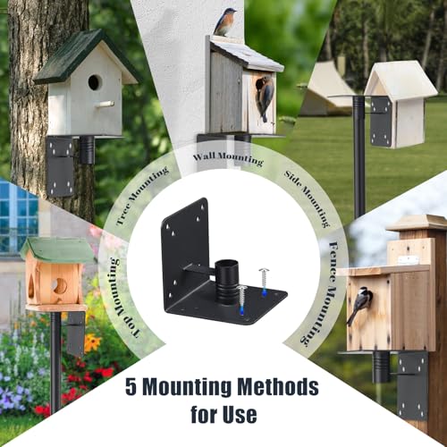 Bird House Pole, 102" Adjustable Bird Feeder Pole with Stand Stake, Heavy Duty 1.2 Inch Diameter Metal Bird Mounting Pole for Yard Garden Outdoors Park, Bluebird, Hummingbird, Black - size: 102 Inches