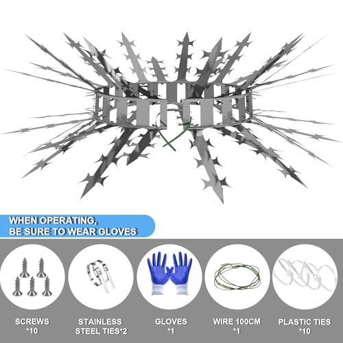 Bird Spikes Squirrel Proof Baffle for Bird Feeders, Avoid Climb Spikes for Outside, Fence, Garden, Tree, Roof, Deterrent Spikes for Squirrel, Raccoon, Pigeon, Cat, 79 Inch Stainless Steel Barb Spikes - size: 1.31FT*5 Bird Spikes