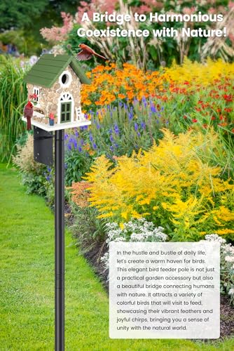 102 inch Tall Bird Feeder Pole, Heavy Duty Bluebird House Pole for Outdoors | 1 inch Adjustable Bird Feeder Stand for Backyard Garden Wild Bird Watching, Metal Mounting Post Kit with 5 Prongs Base - size: 102" (1 Pack)